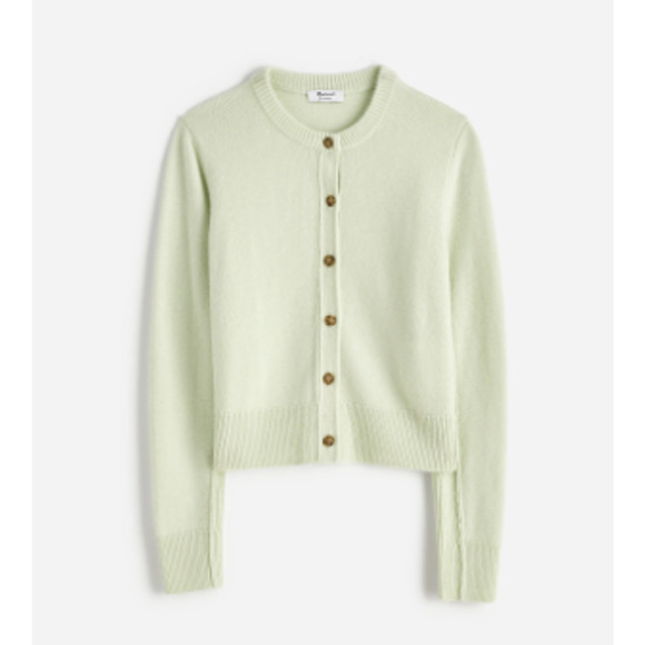 NWT Madewell Women's Cashmere Button-Front Cardigan Sweater Pale Green Size XXS - Picture 1 of 10